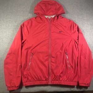 Vintage Marciano Guess Mens Red Hooded Windbreaker Jacket Medium Lightweight